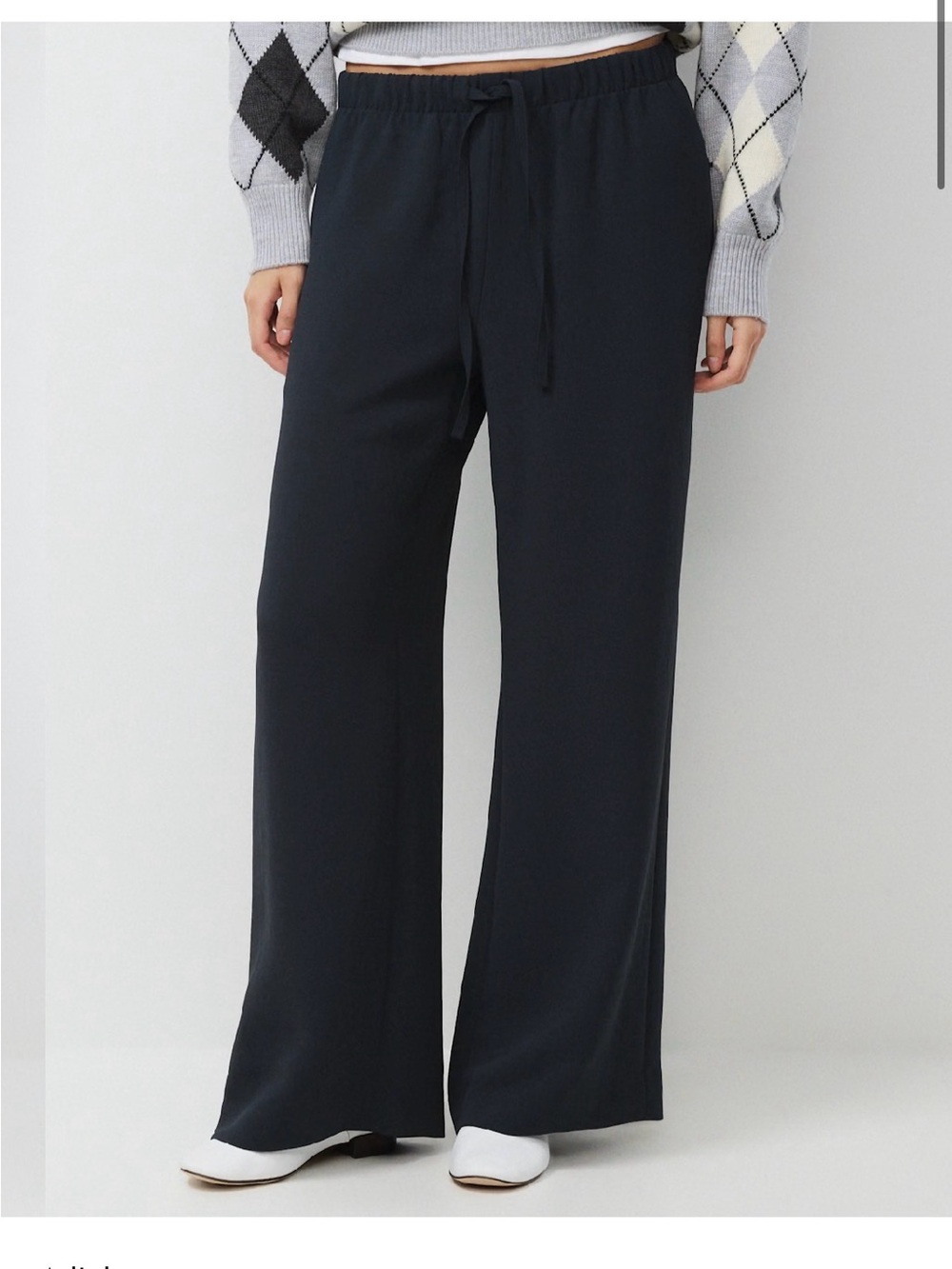 Aritzia Babaton Women’s Lodge Wide-Leg Drawstring Pants in Dark Knight Navy Sz S